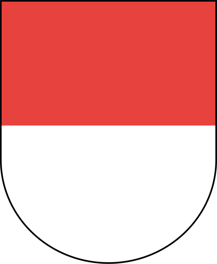 Schildförmiges Emblem: oben rot, unten weiss - ideales, plakatives Logo für die Webagentur Solothurn.